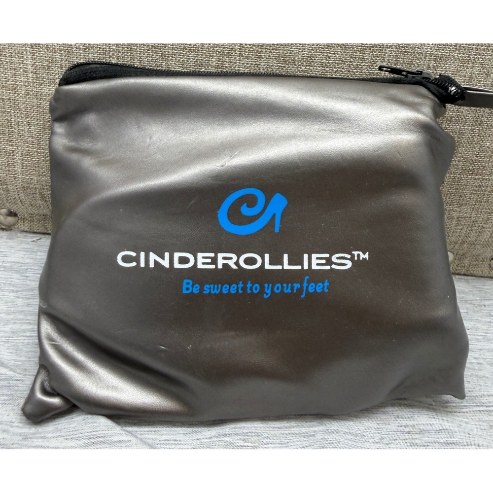 Cinderollies Foldable Ballet Flats Metallic Pewter Portable Slippers 8.5-9.5